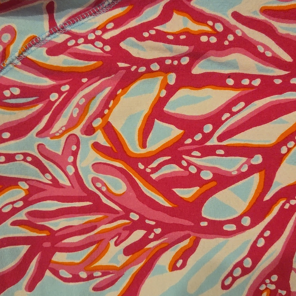 Lilly Pulitzer Ocean Blue/Pink Coral Design Print Half-Zip Popover Sweatshirt - Picture 11 of 11